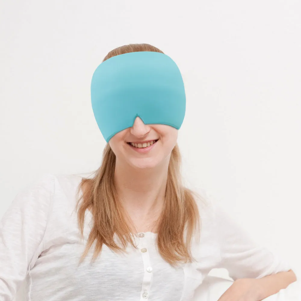 Black elastic cloth gel eye mask for headache relief with adjustable band