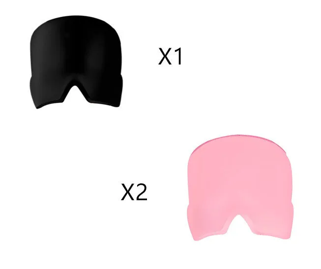 Black elastic cloth gel eye mask for headache relief with adjustable band