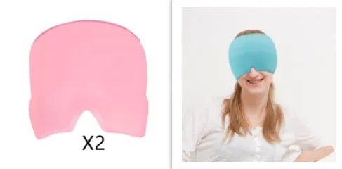 Black elastic cloth gel eye mask for headache relief with adjustable band