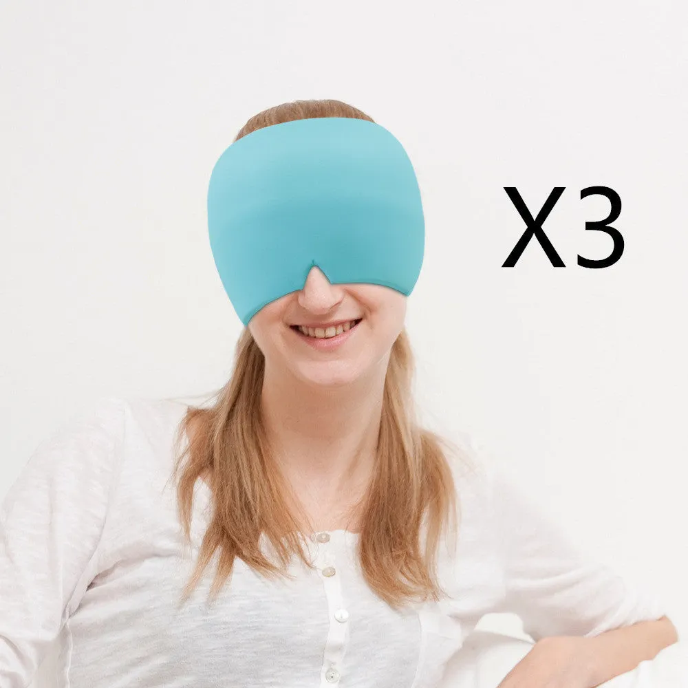 Black elastic cloth gel eye mask for headache relief with adjustable band