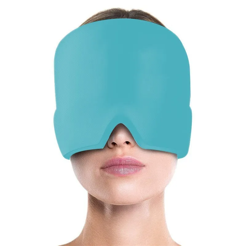Black elastic cloth gel eye mask for headache relief with adjustable band