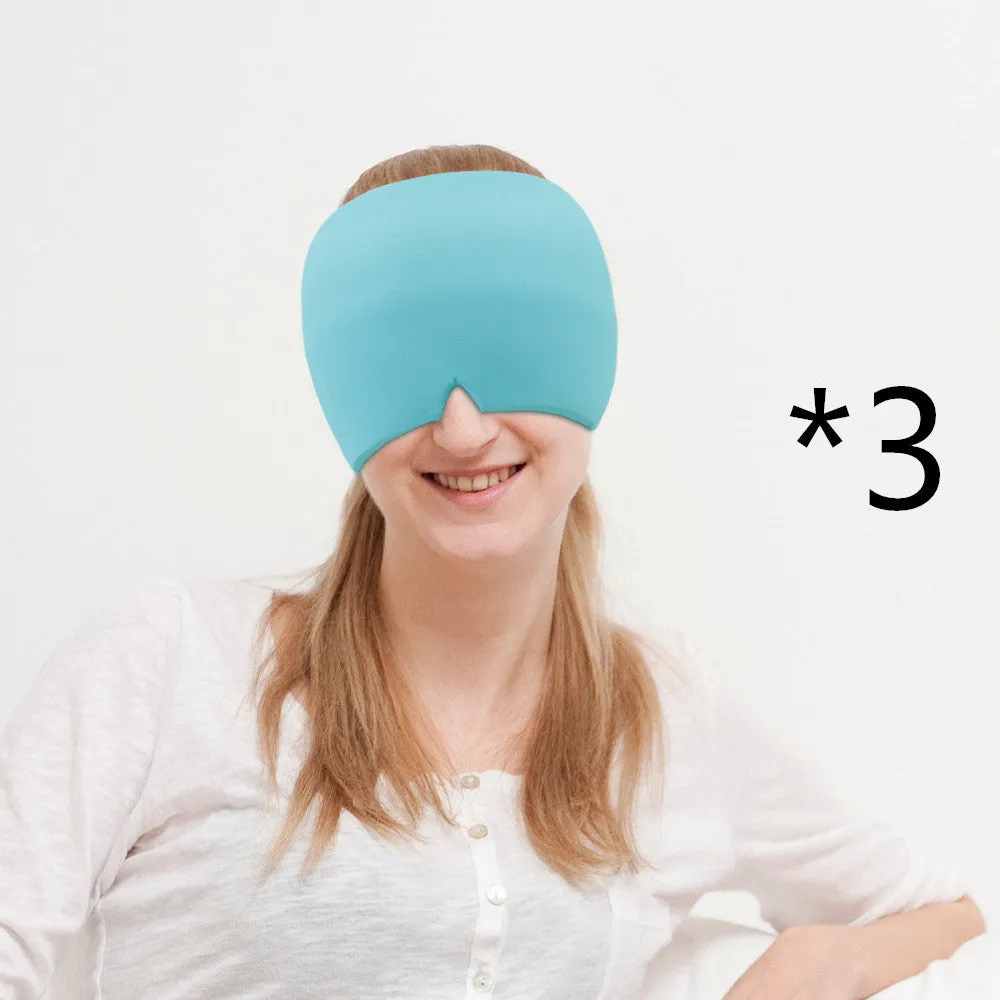 Black elastic cloth gel eye mask for headache relief with adjustable band
