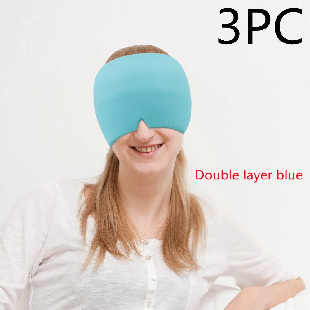 Black elastic cloth gel eye mask for headache relief with adjustable band