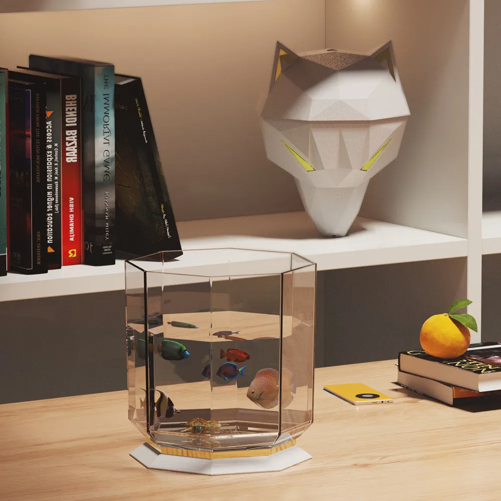 Black and white desktop humidifier with LED lights and 650ml transparent water tank