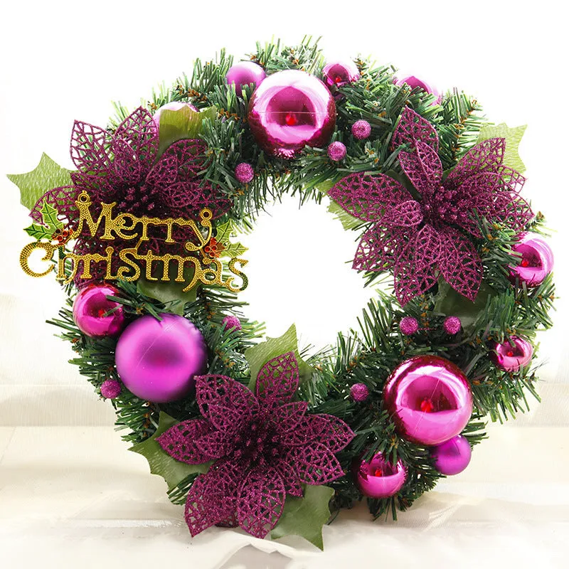 Multicolour plastic Christmas wreath with a 30cm diameter, shown in one of six available colour options