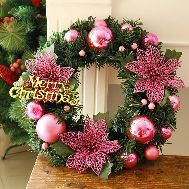 Multicolour plastic Christmas wreath with a 30cm diameter, shown in one of six available colour options