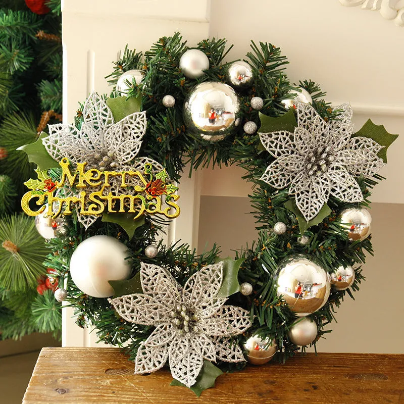 Multicolour plastic Christmas wreath with a 30cm diameter, shown in one of six available colour options