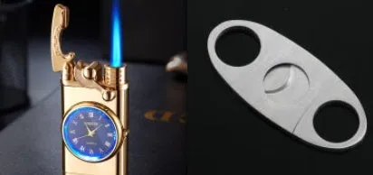 Men's wristwatch lighter with electric ignition and adjustable blue flame on zinc alloy case