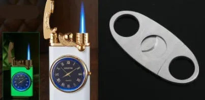 Men's wristwatch lighter with electric ignition and adjustable blue flame on zinc alloy case