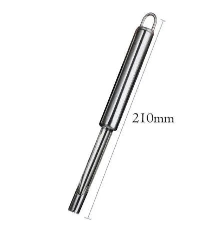 Stainless steel pineapple corer slicer with coloured ABS handle on a kitchen counter