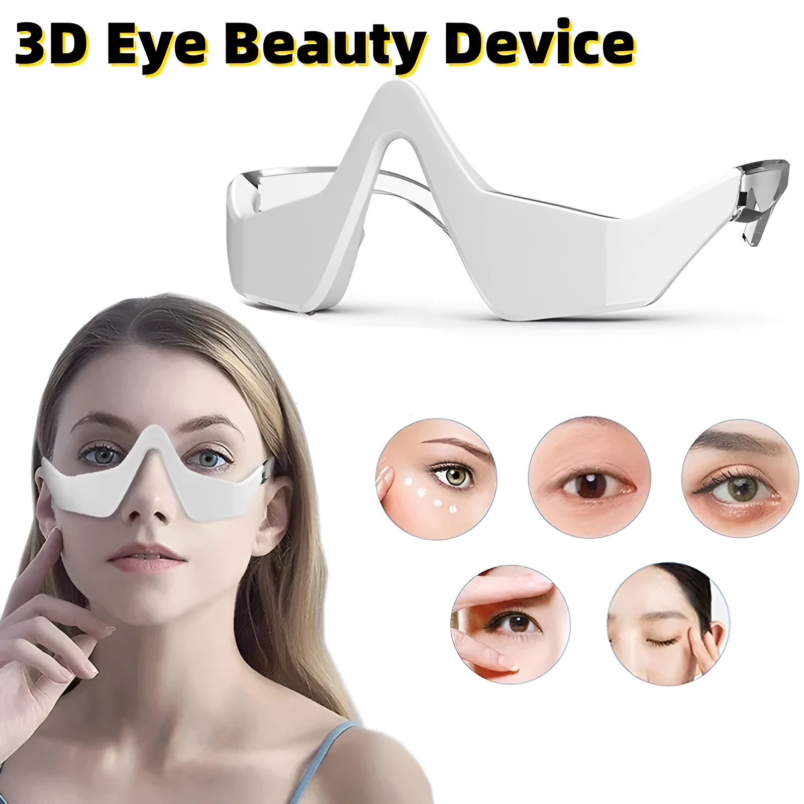 3D glasses-design micro-current eye massager beauty instrument in pink or white