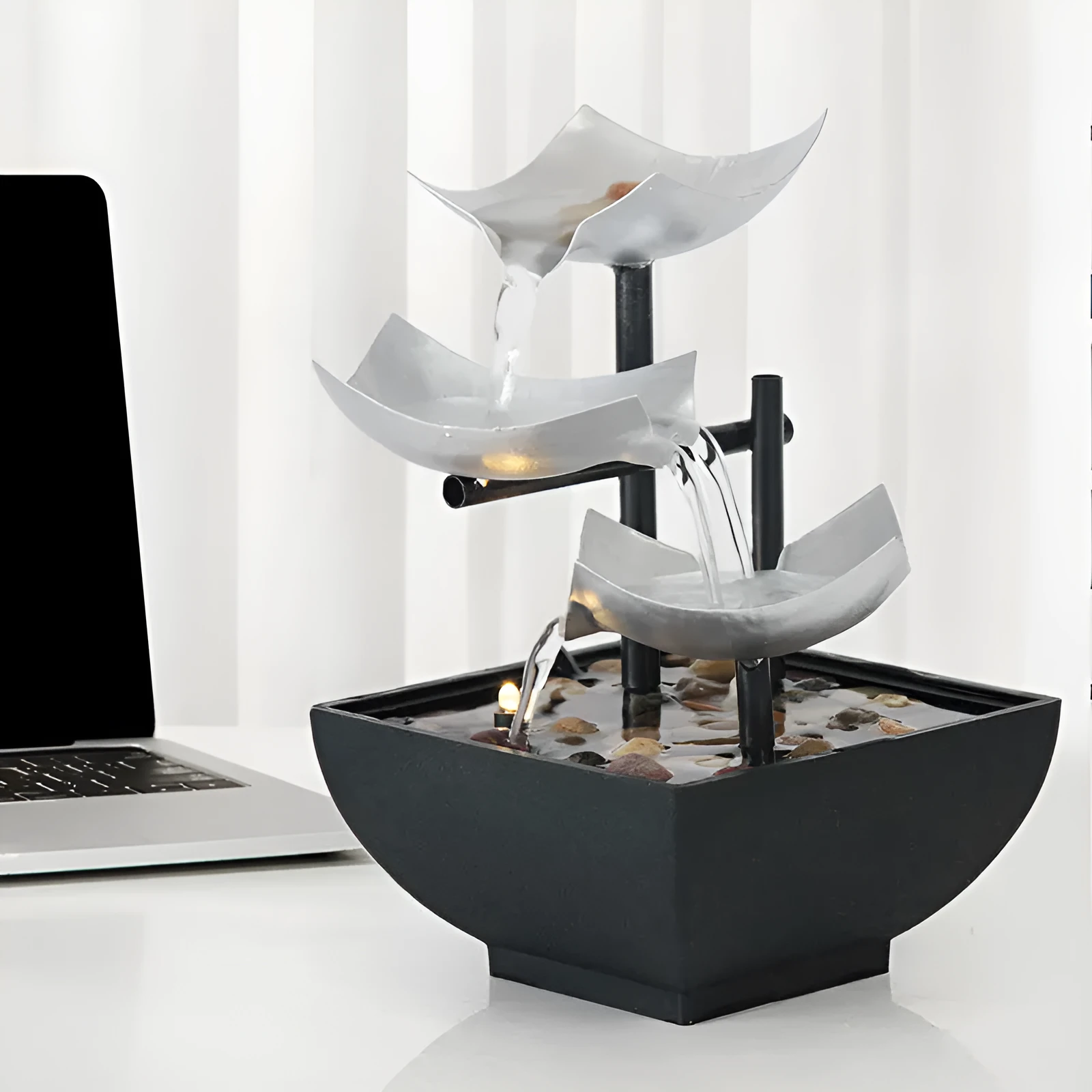 Modern minimalist desktop fountain water ornament with flowing water feature in JR001 colour