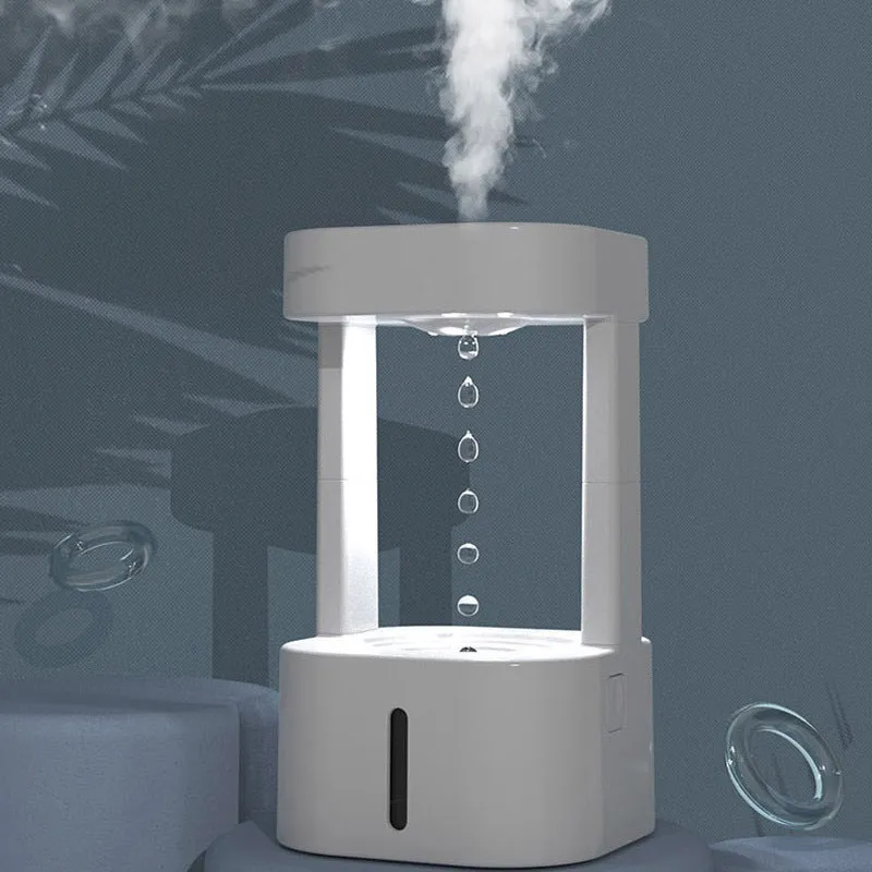 2-in-1 desk humidifier with raining cloud night light and essential oil diffuser in wood grain or white colour