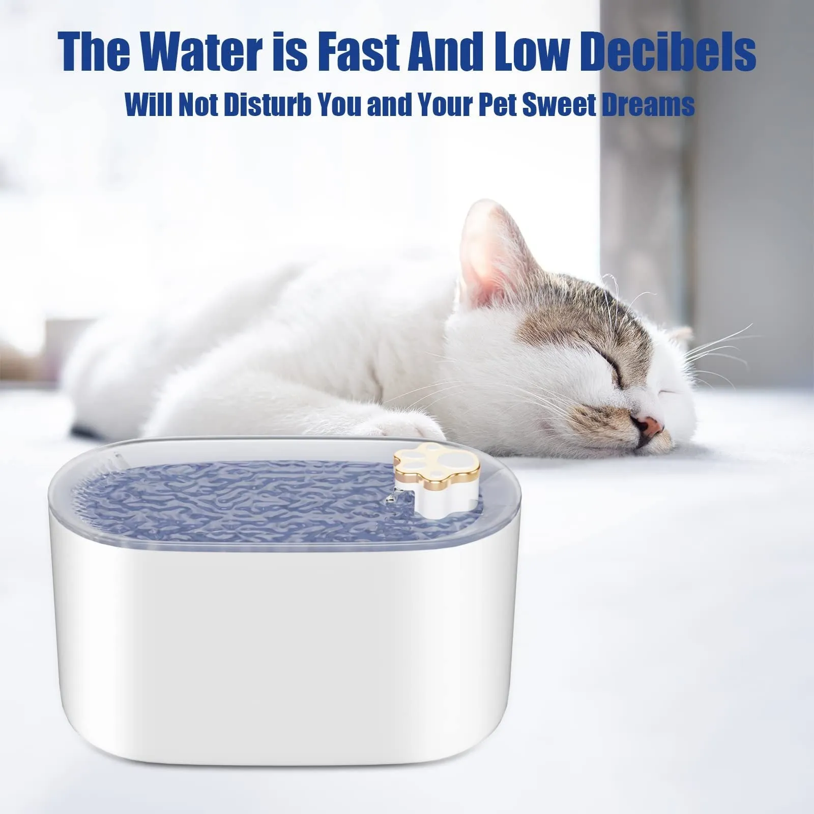 3L automatic pet water fountain with triple filtration system in Berlin blue colour
