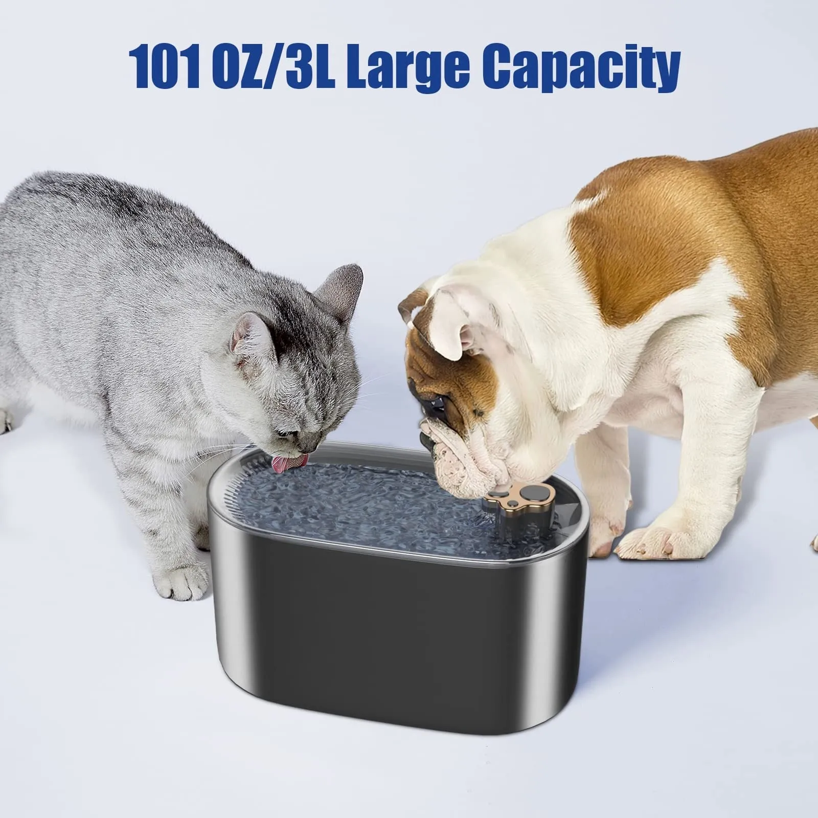 3L automatic pet water fountain with triple filtration system in Berlin blue colour