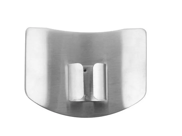 Stainless steel finger guard for kitchen safety shown in single and double finger sizes.