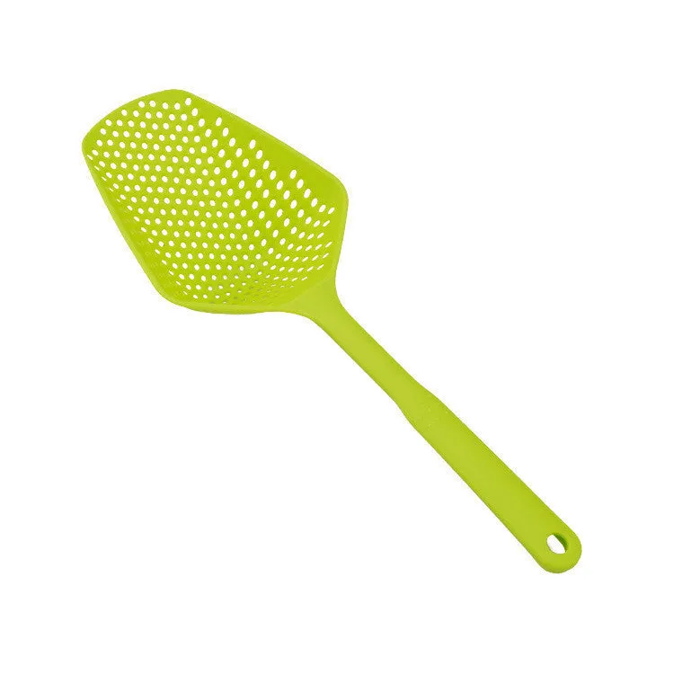 Nylon kitchen scoop colander strainer in assorted colours for draining fried food or soup