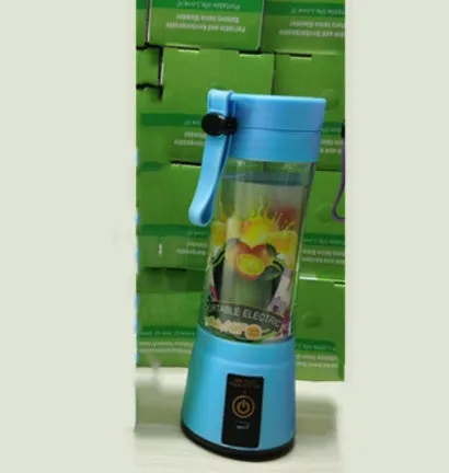 Portable USB rechargeable blender with pink cup and six stainless steel blades