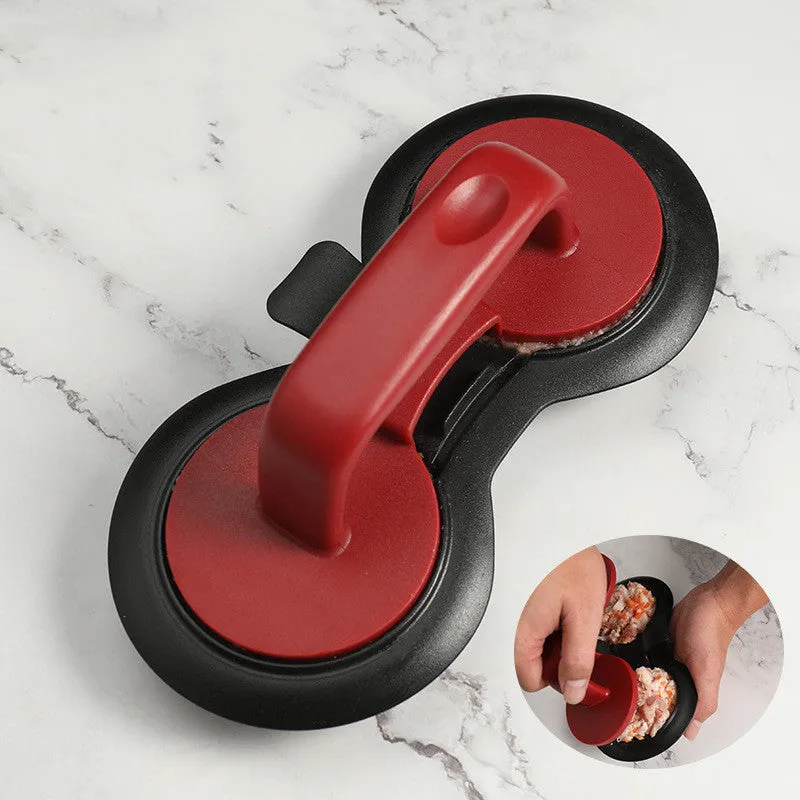 Black and red 20cm burger press mould with food-grade ABS plastic construction