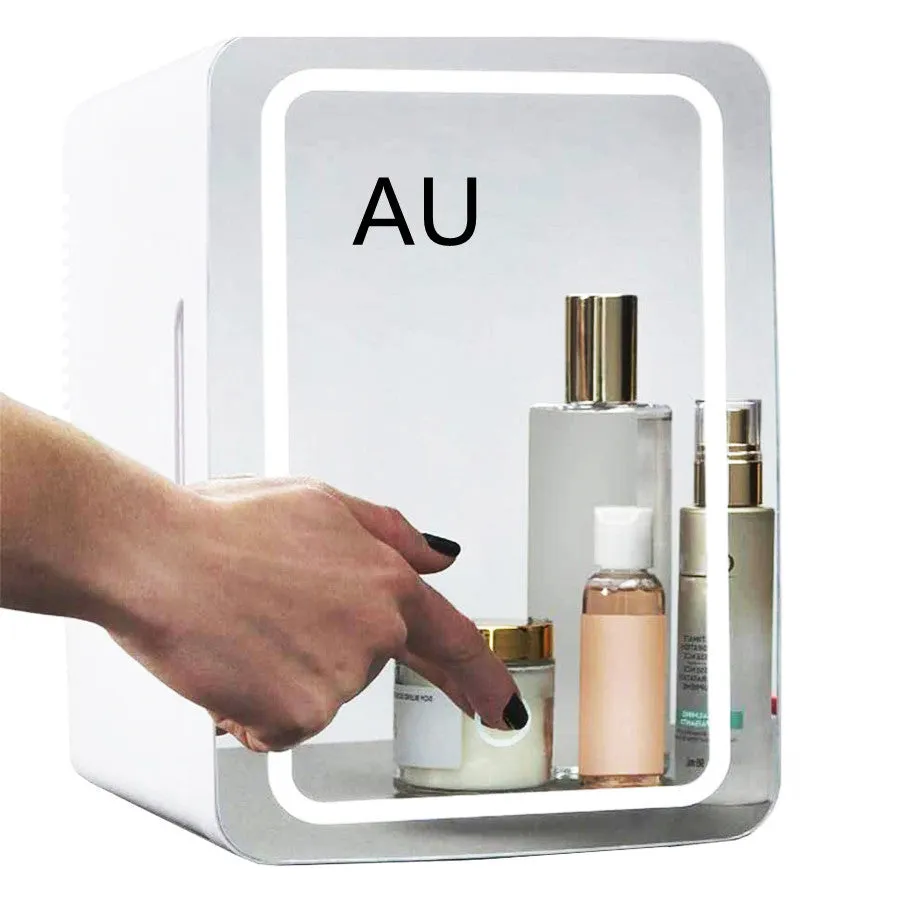 White portable cosmetic refrigerator cooler warmer with removable shelf for skincare products