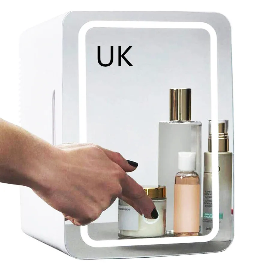 White portable cosmetic refrigerator cooler warmer with removable shelf for skincare products