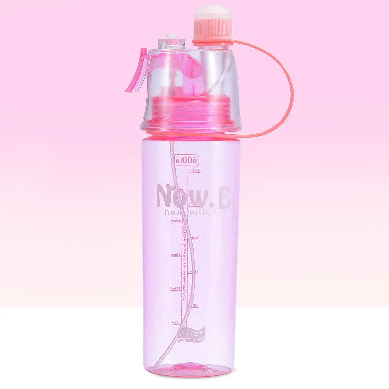 Transparent PC sports water bottle with mist spray function and handle in green colour