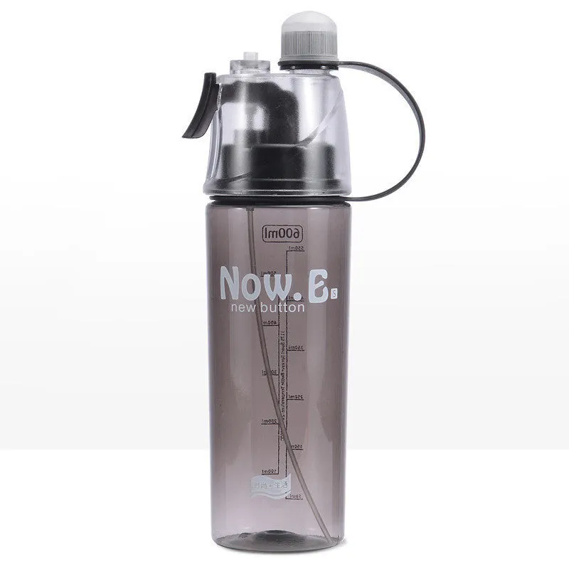 Transparent PC sports water bottle with mist spray function and handle in green colour