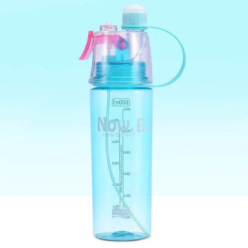 Transparent PC sports water bottle with mist spray function and handle in green colour