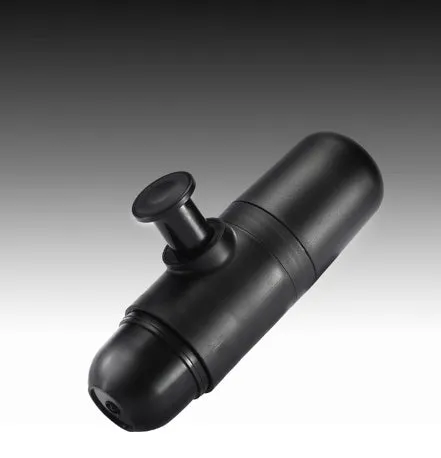 Compact black portable manual coffee machine for espresso, shown with dimensions 6cm by 17.5cm