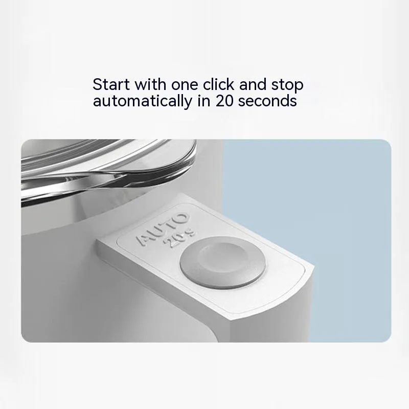 White automatic stirring coffee cup with rechargeable base on a table.