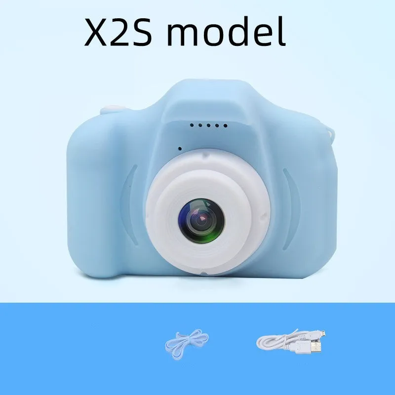 X2 HD mini digital camera for kids in silicone case with coloured buttons and 2-inch screen.