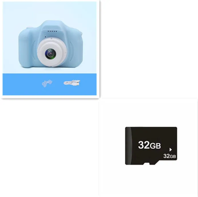 X2 HD mini digital camera for kids in silicone case with coloured buttons and 2-inch screen.