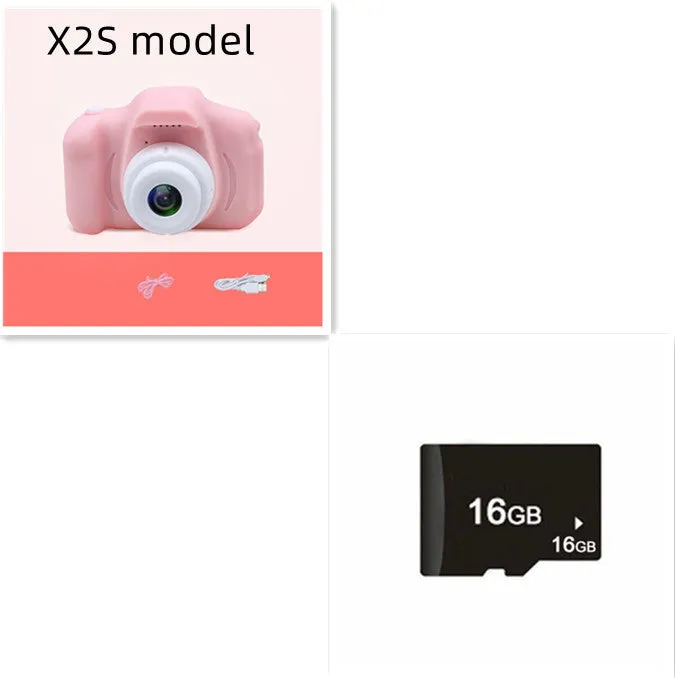 X2 HD mini digital camera for kids in silicone case with coloured buttons and 2-inch screen.