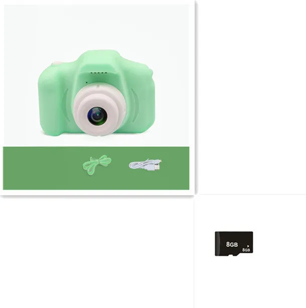 X2 HD mini digital camera for kids in silicone case with coloured buttons and 2-inch screen.