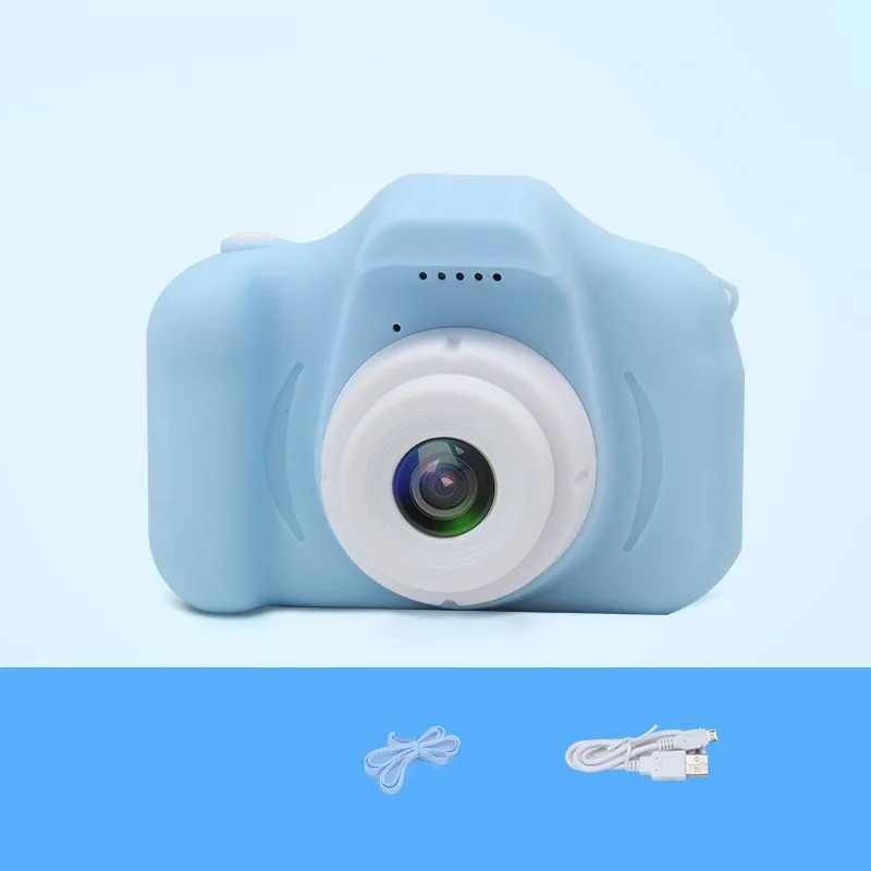 X2 HD mini digital camera for kids in silicone case with coloured buttons and 2-inch screen.