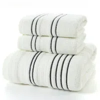 100% cotton bath towel set with one large towel and two hand towels in neutral colours