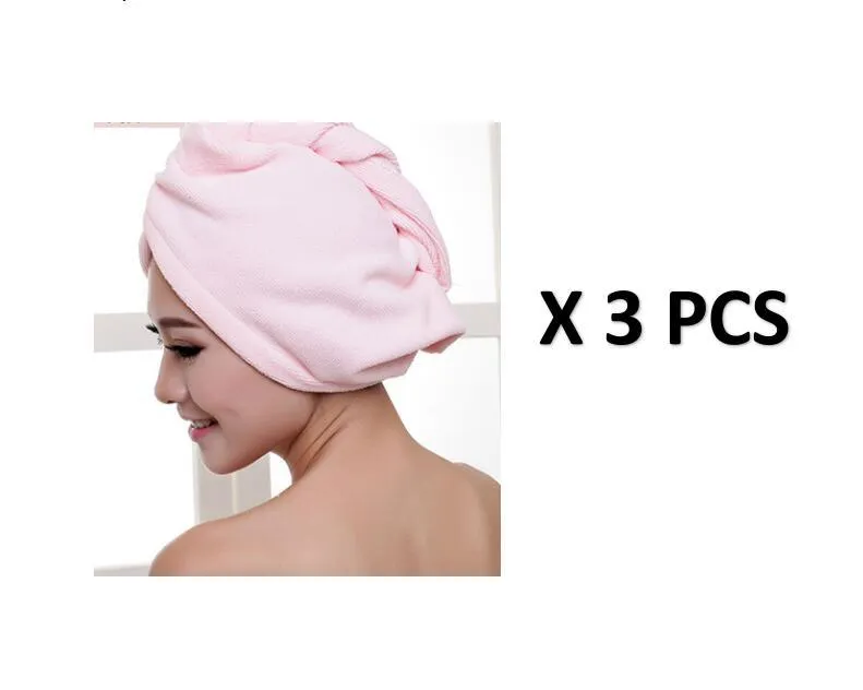 Women's microfiber hair dryer cap in assorted colours showing cap shape and size