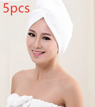 Women's microfiber hair dryer cap in assorted colours showing cap shape and size