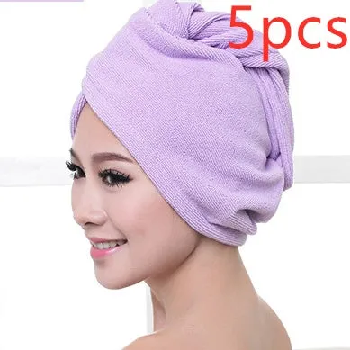 Women's microfiber hair dryer cap in assorted colours showing cap shape and size