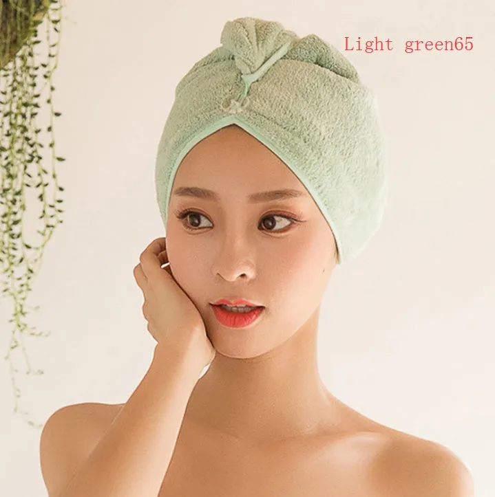 Women's microfiber hair dryer cap in assorted colours showing cap shape and size