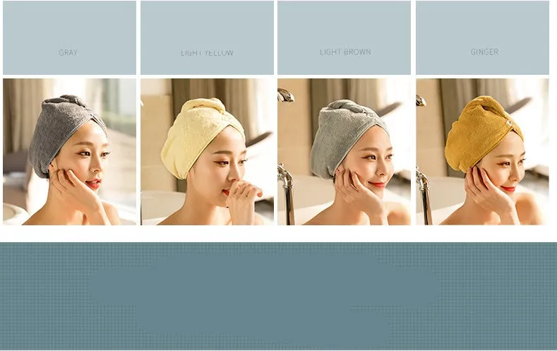 Women's microfiber hair dryer cap in assorted colours showing cap shape and size