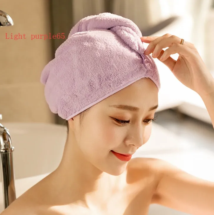 Women's microfiber hair dryer cap in assorted colours showing cap shape and size