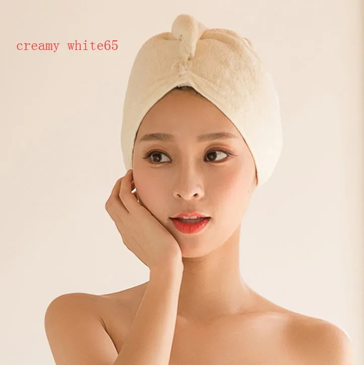 Women's microfiber hair dryer cap in assorted colours showing cap shape and size