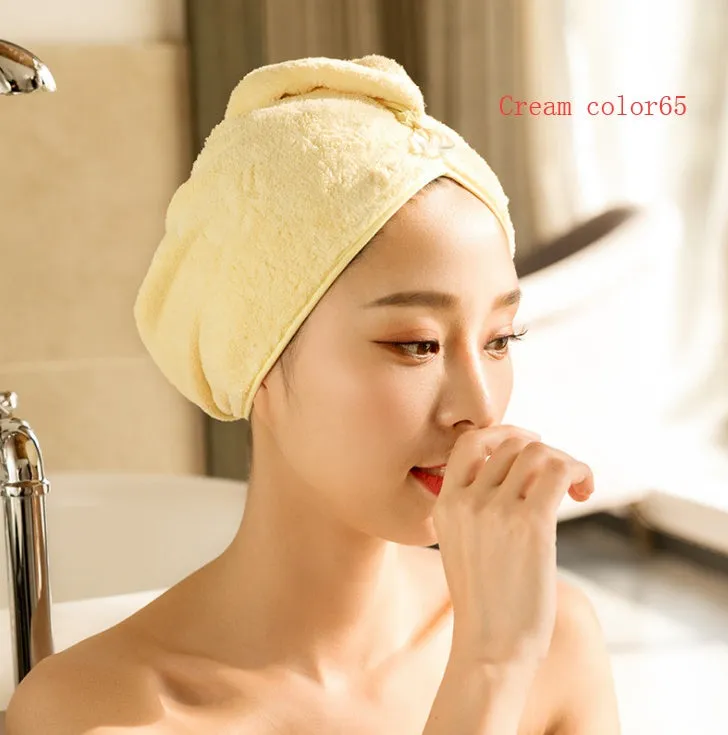 Women's microfiber hair dryer cap in assorted colours showing cap shape and size