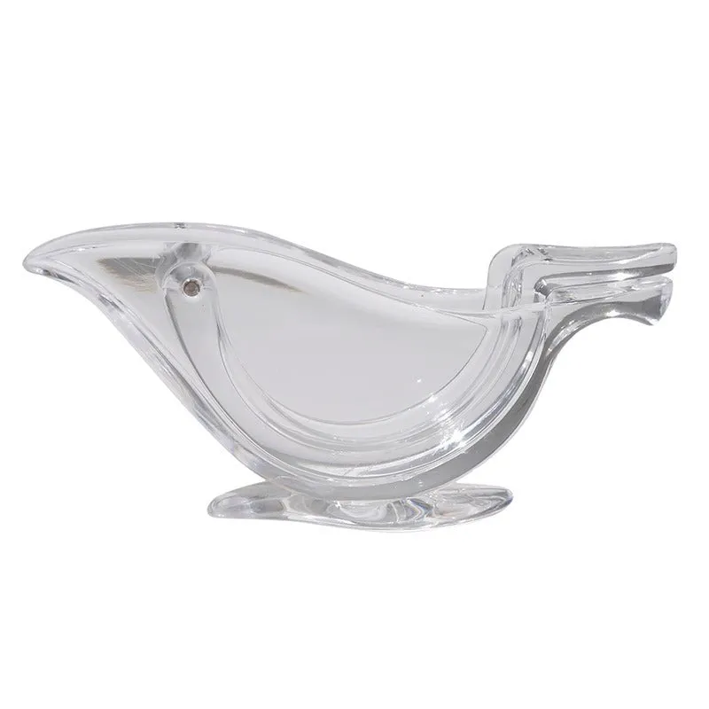 Transparent acrylic manual lemon juicer with bird shape design for squeezing lemon slices