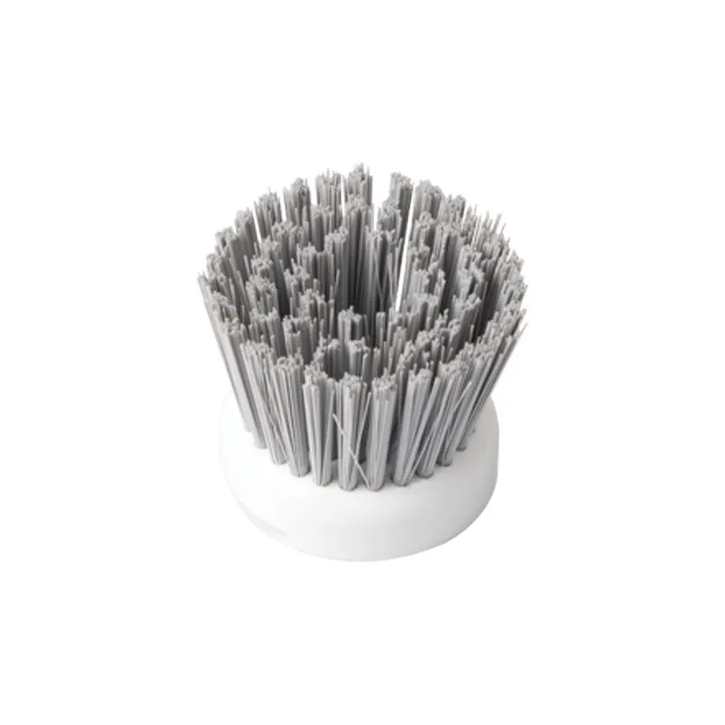 Pot and dish brush with integrated soap dispenser and replaceable brush head in mint green