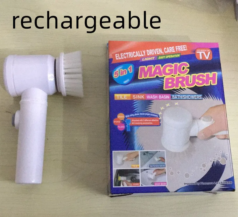White Magic Brush electric cleaning brush with three interchangeable brush heads for household cleaning