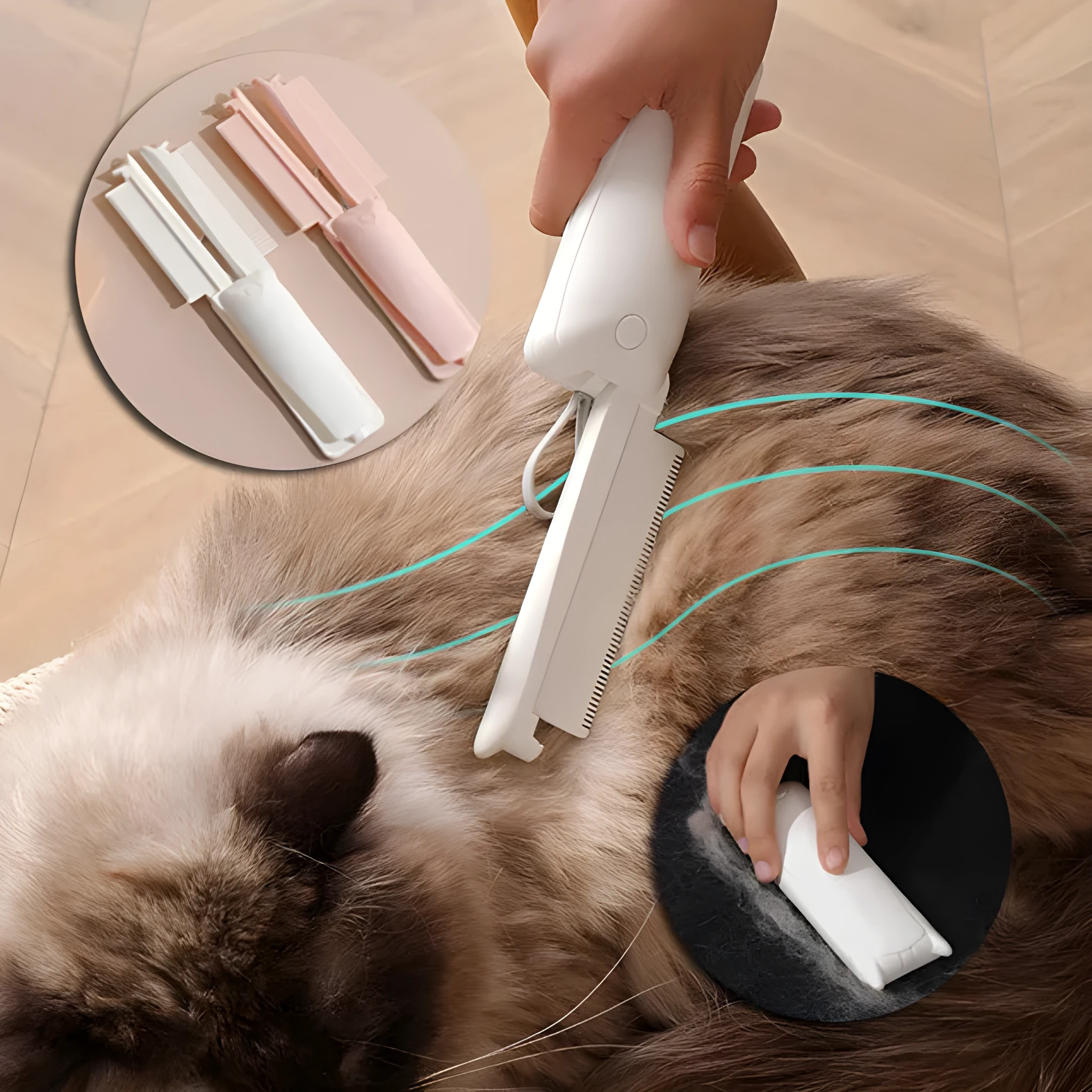 ABS plastic pet grooming brush for cats and dogs in pink and white colour options