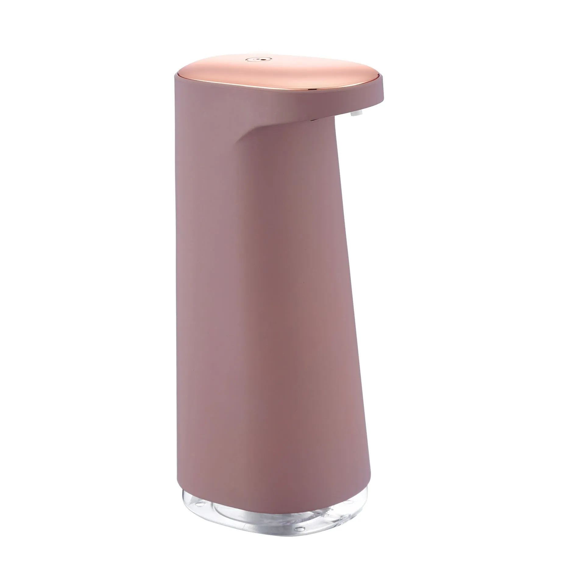 White automatic foam soap dispenser with sensor for touch-free operation on bathroom counter