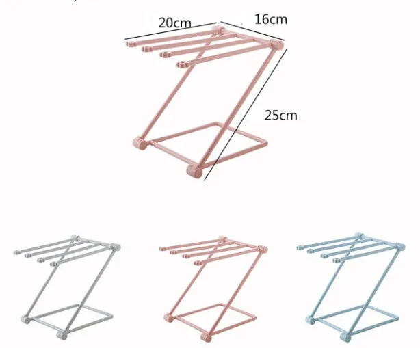 Foldable plastic kitchen dishcloth rack organiser in light blue colour